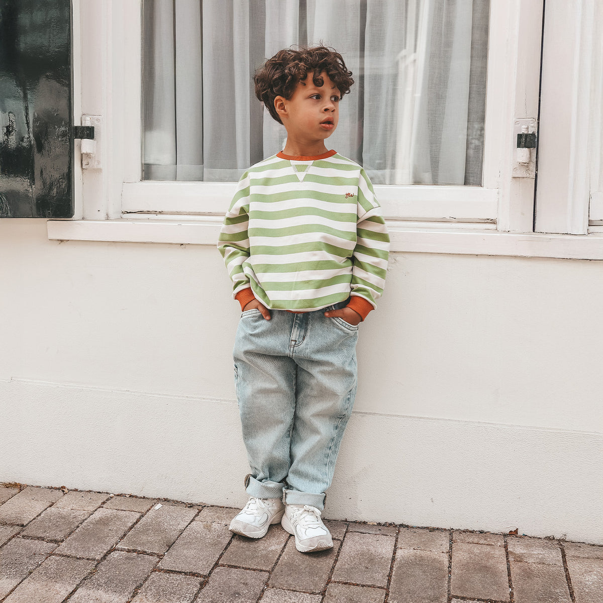 Stripe French Knit Kids - tarragon