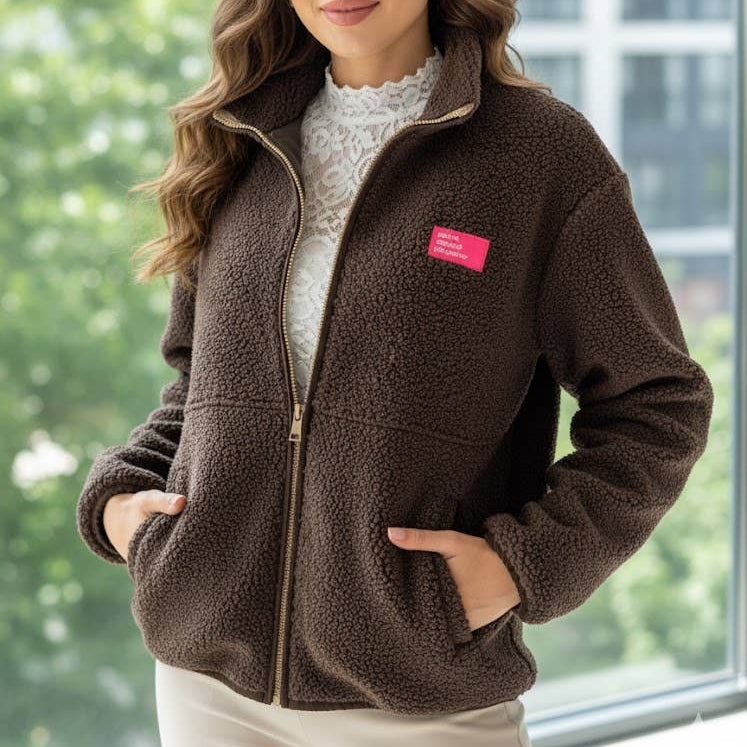 Teddyjacke mit Reissverschluss - braun