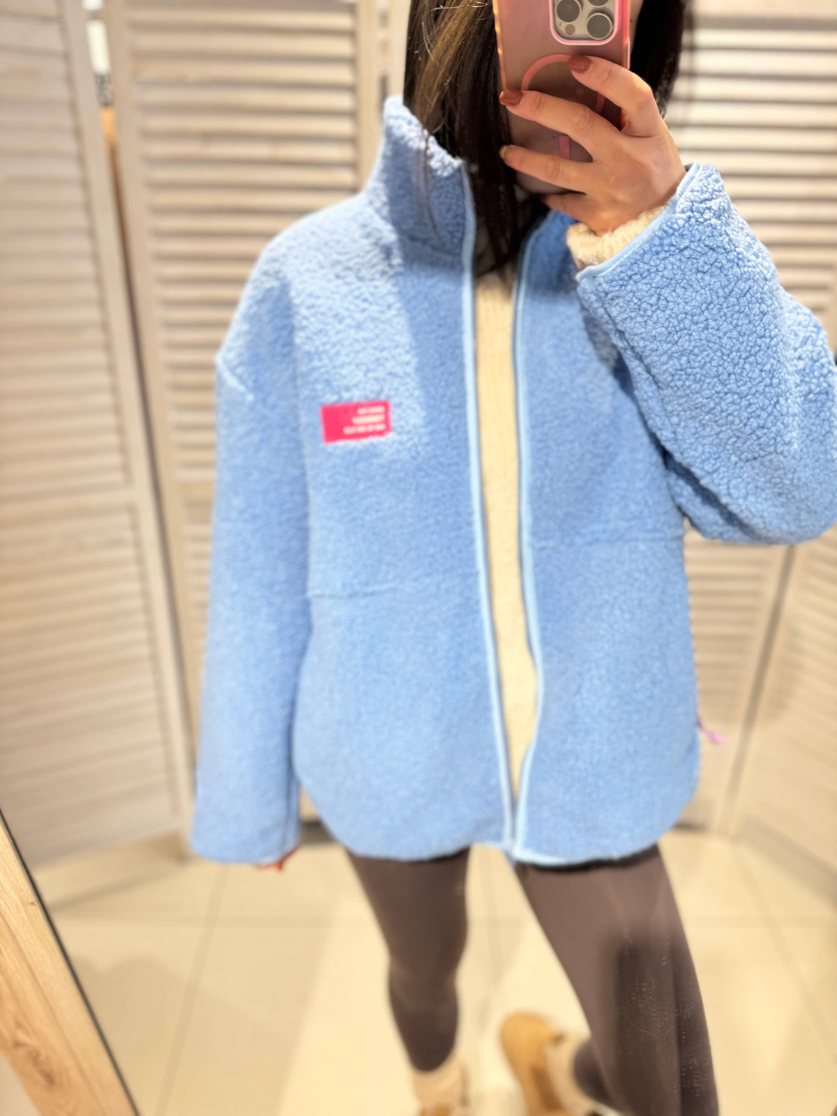 Plüsch-Reissverschlussjacke - Blau