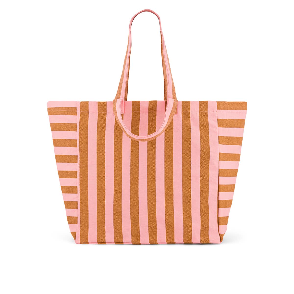 Tasche gestreift - Karamell/Erdbeere