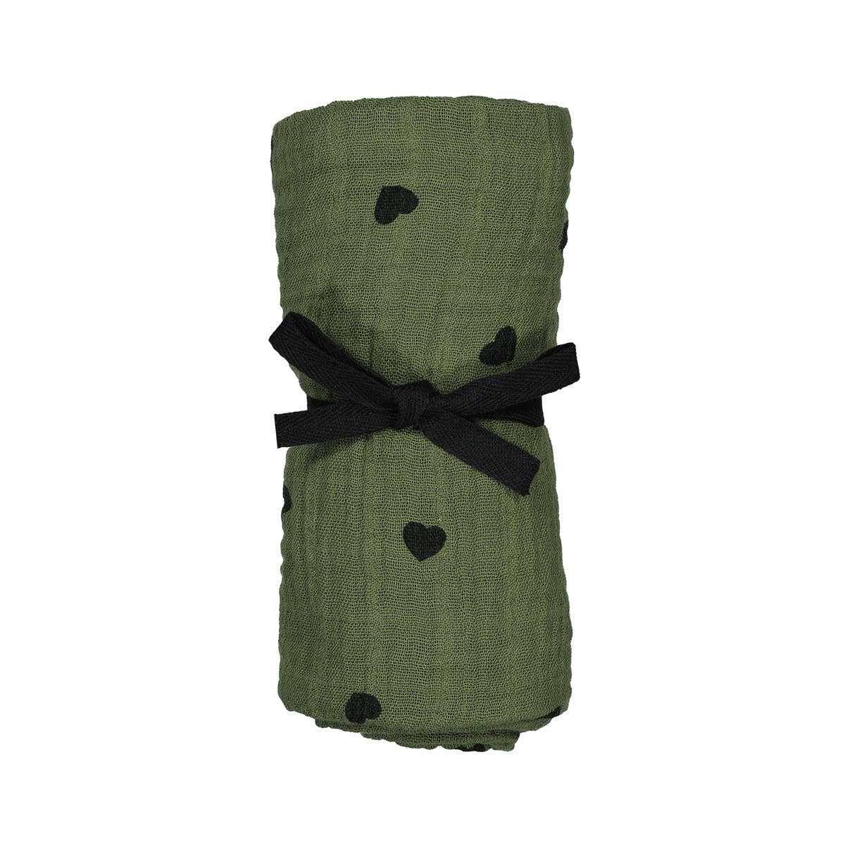 Musselin Halstuch Kinder - Grün mit Herz