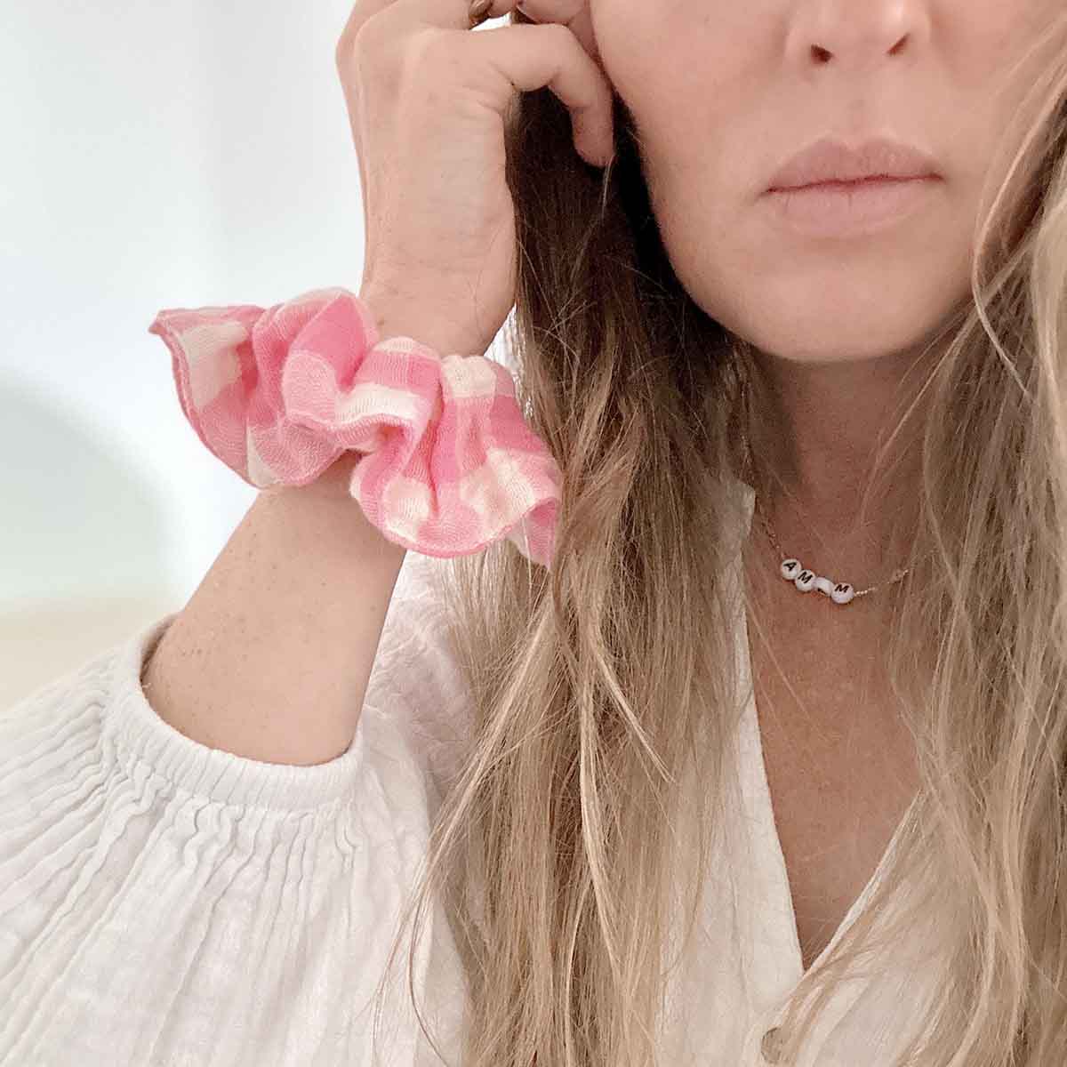 Haargummi- vichy/pink