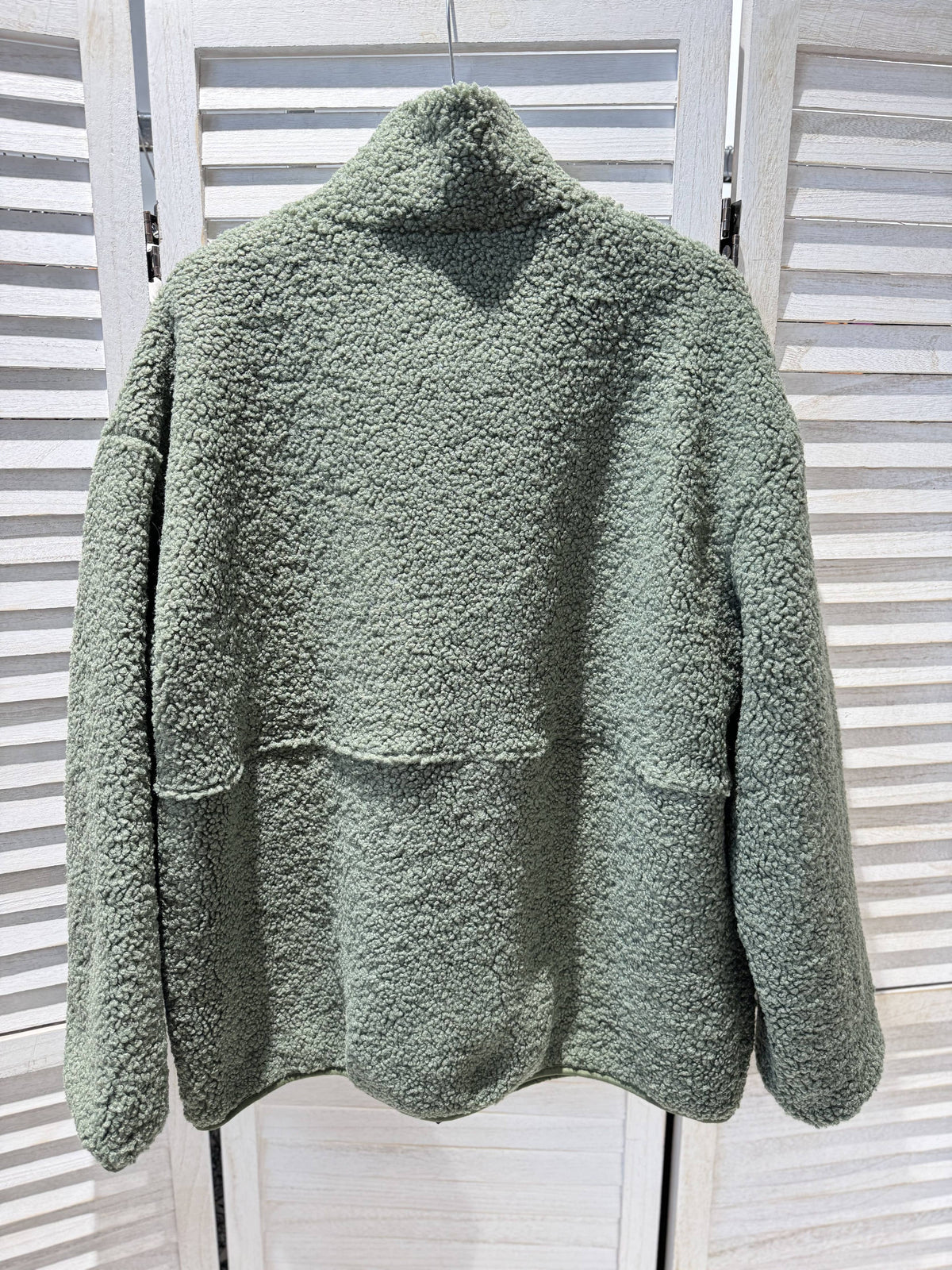 Plüsch-Reissverschlussjacke - Khaki