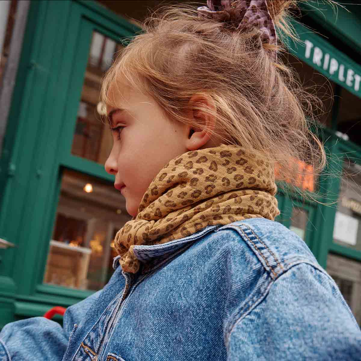 Musselin Halstuch Kinder - caramel/leo