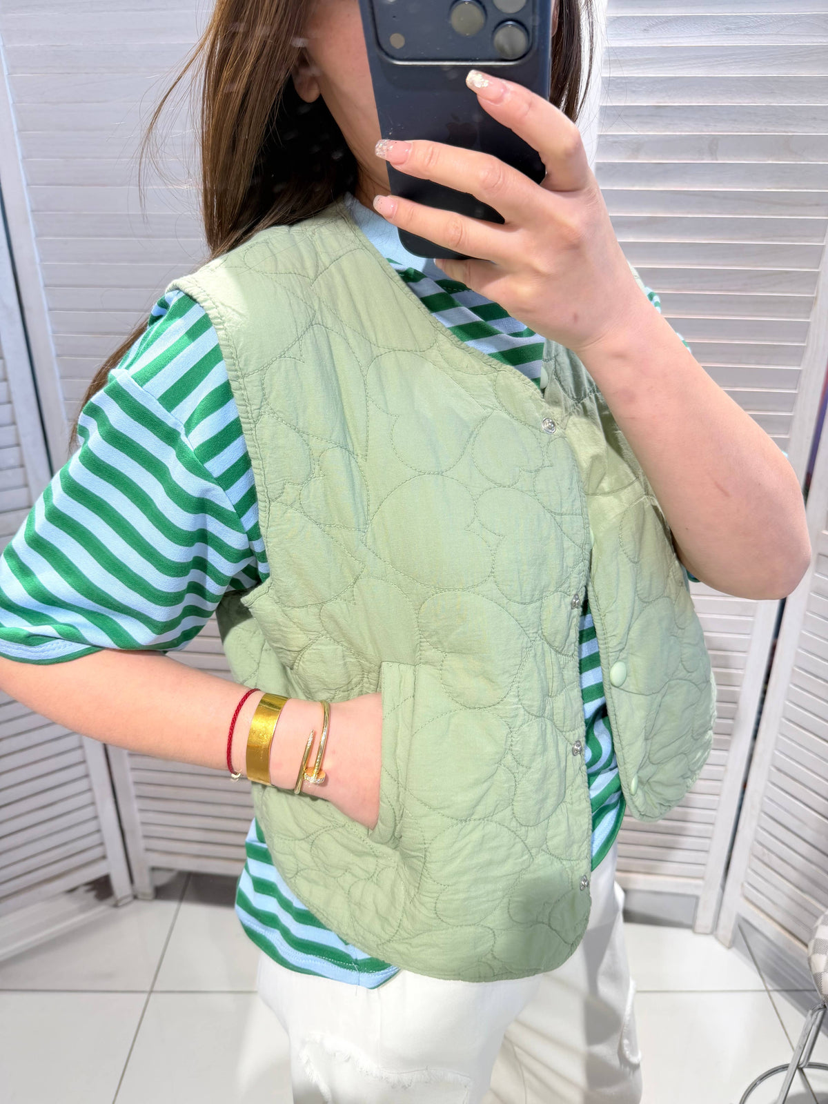 Gesteppte Weste - khaki
