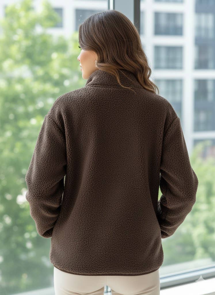 Teddyjacke mit Reissverschluss - braun
