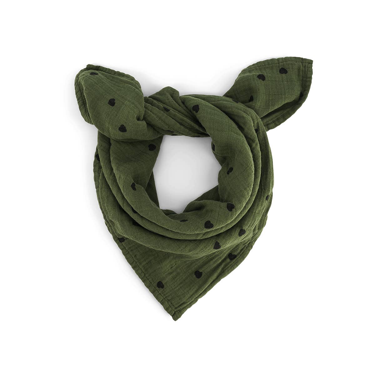 Musselin Halstuch Kinder - Grün mit Herz