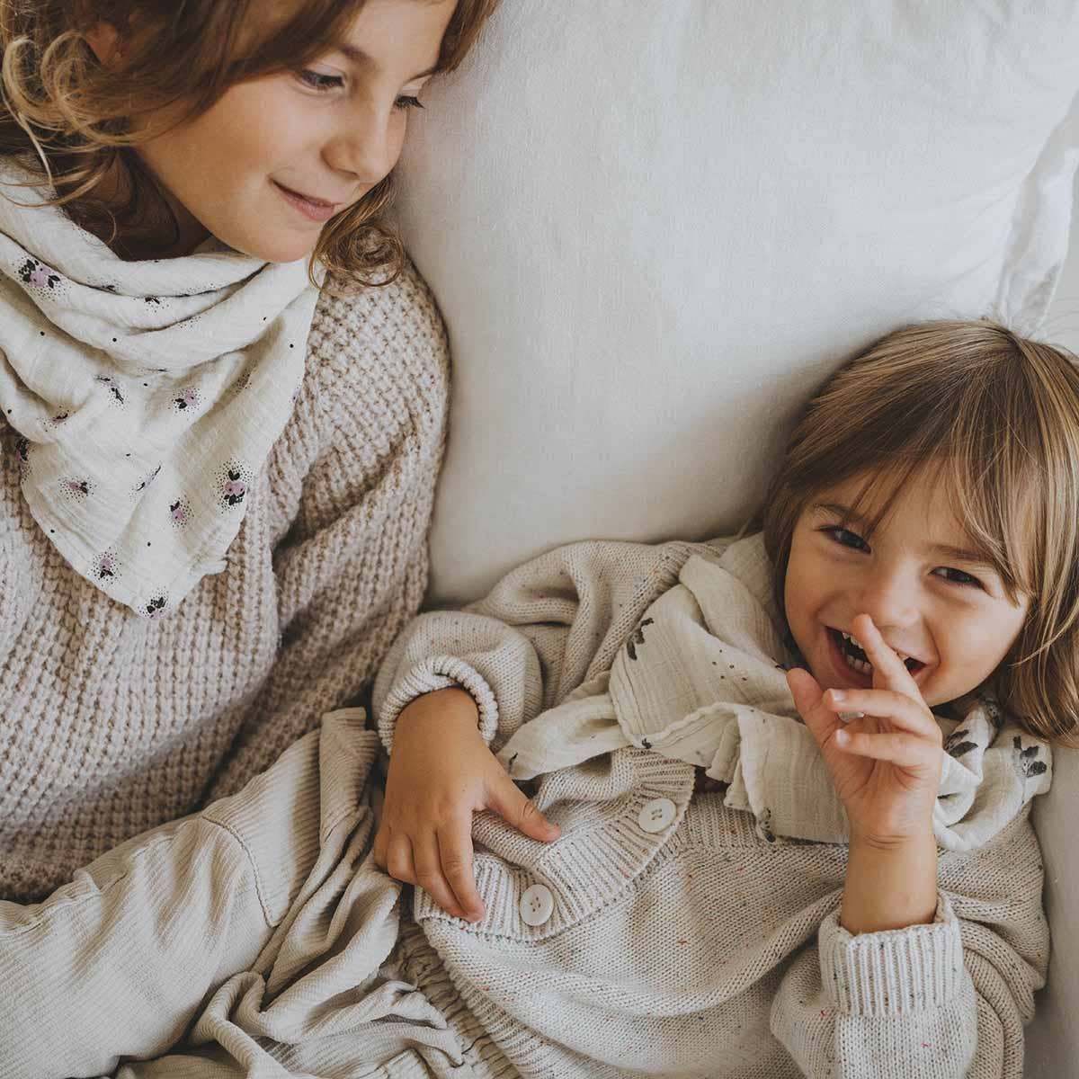 Musselin Halstuch Kinder - Apfel/Flieder