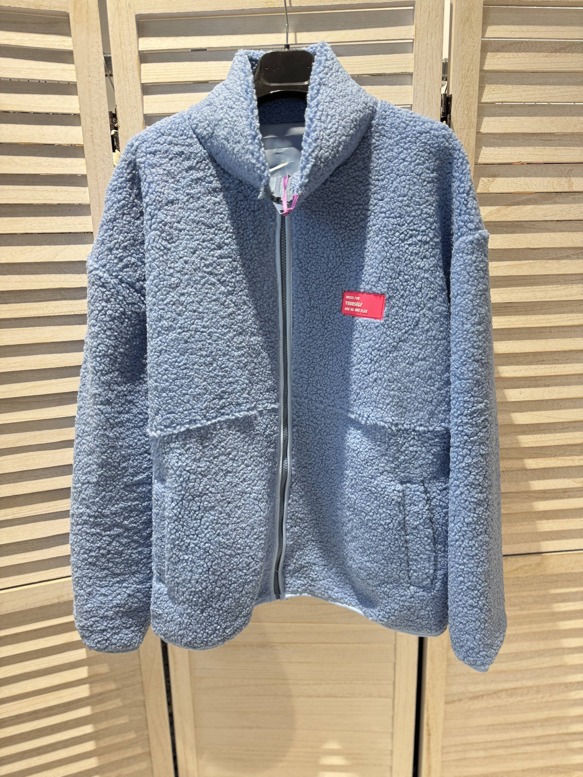 Plüsch-Reissverschlussjacke - Blau