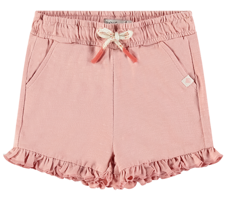 Jersey Shorts mit Kordel und Rüschen - pink