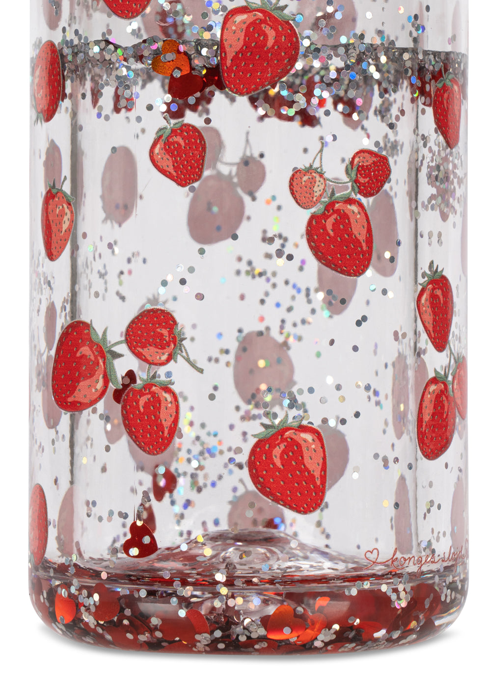 Trinkflasche mit Glitzer Erdbeer