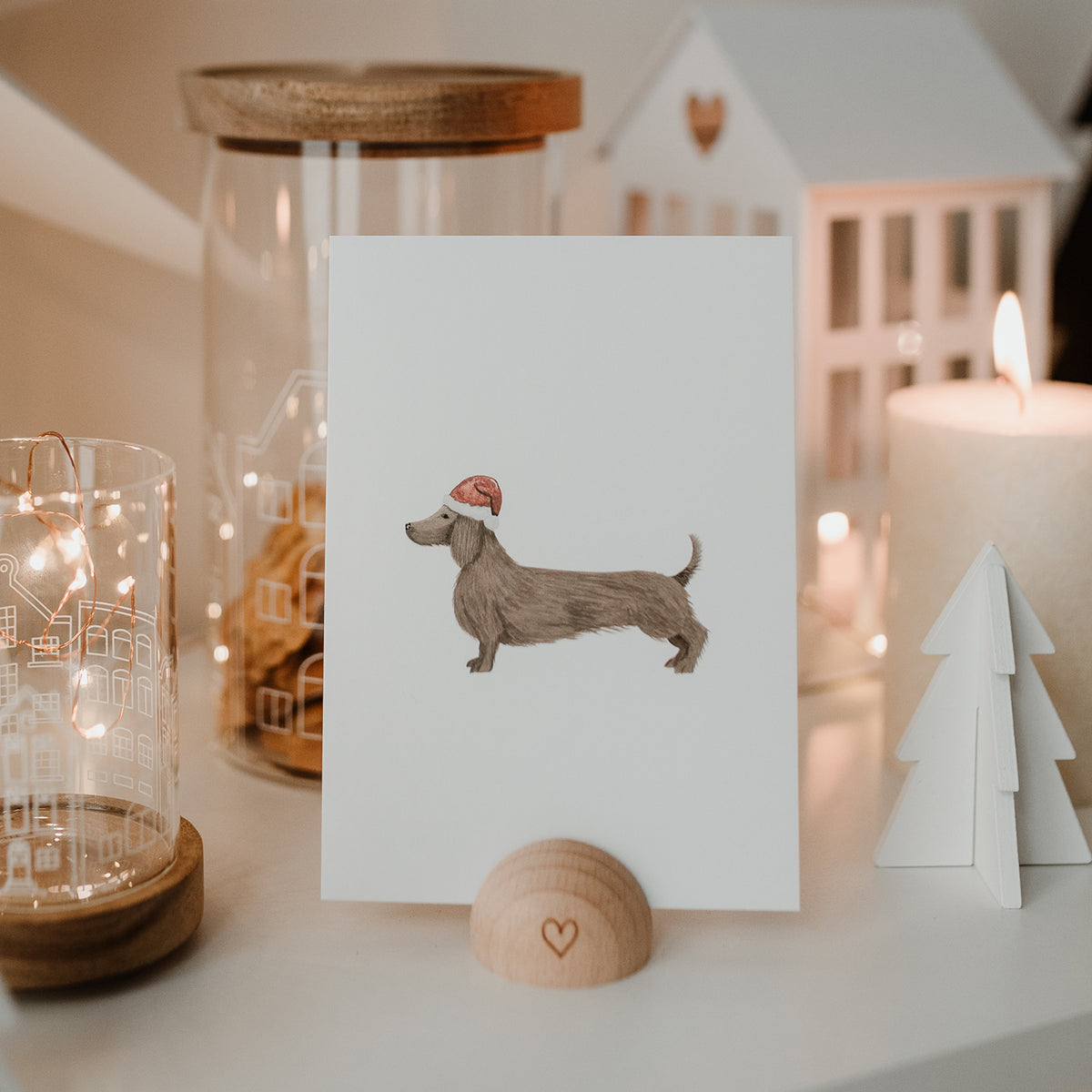 Postkarte Christmas Dachshund